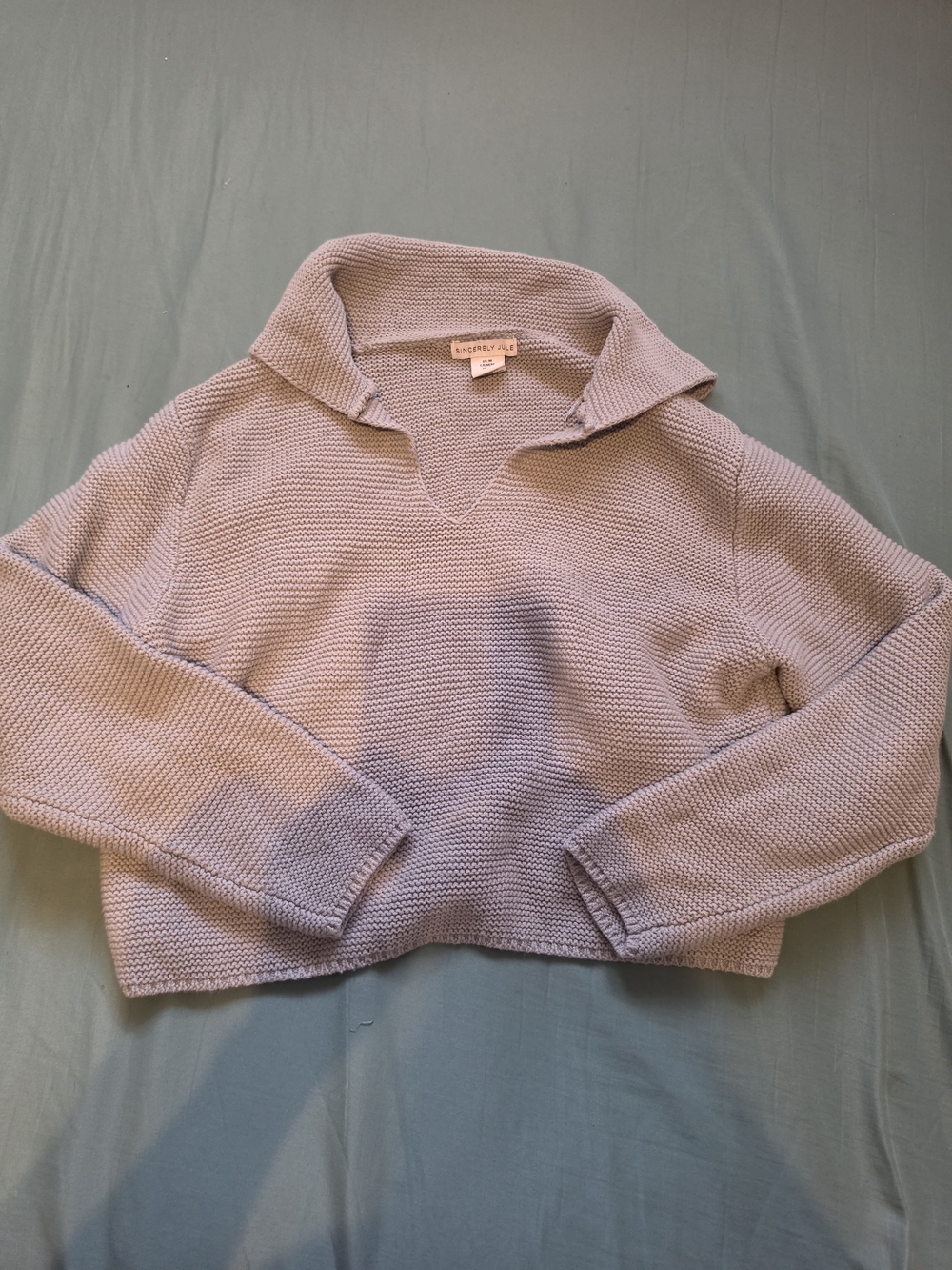 Marshalls Lavender Knit Collared Crop Sweater